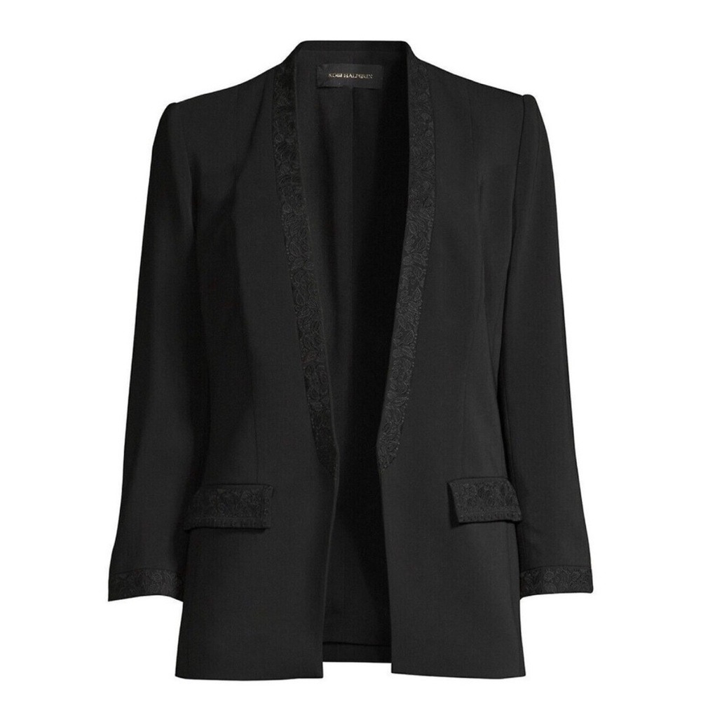 Kobi Halperin Rosalie‎ Embellished Blazer Black Open Front Size M